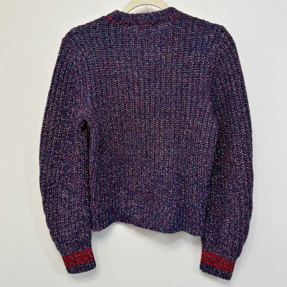 Rag & Bone Cheryl Rib Knit Sweater Navy Blue Red Wool Blend Women's XS Classic